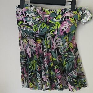 Tropical Leaf Print Swim Top